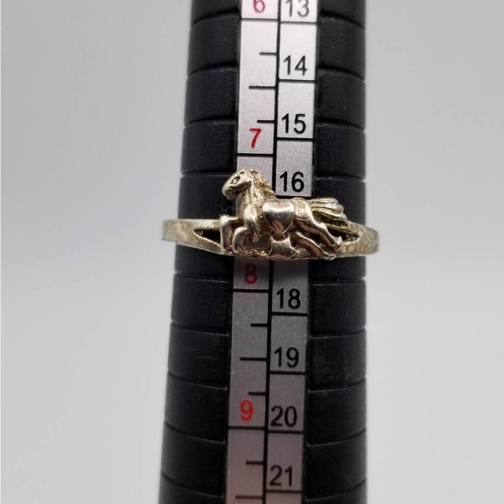 Racing horse stallion sterling silver equestrian ring size 7.5 R136 - Picture 2 of 4
